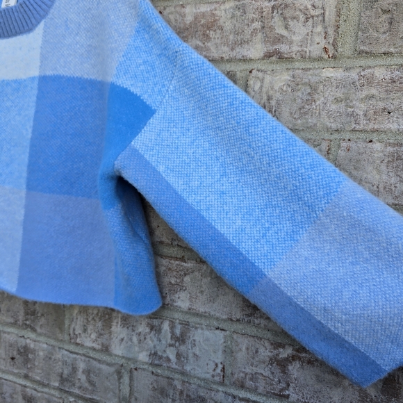 Jessica Simpson Sweater Womens Blue Cropped Check Soft Oversized Size Small - Picture 6 of 8